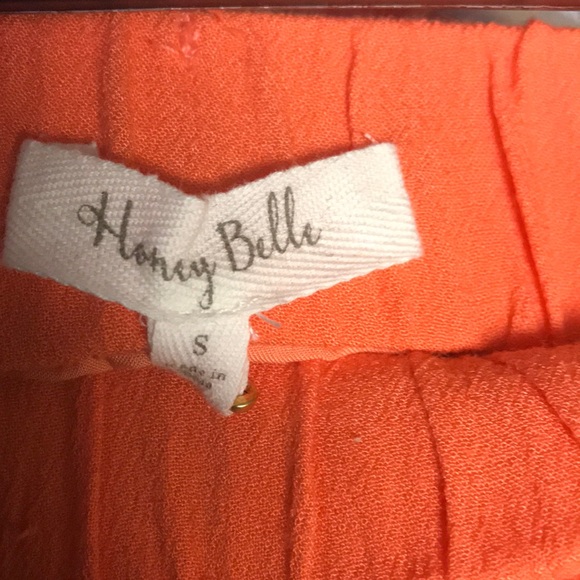 Honey Belle Neon Orange Floral Embroidered Shorts S - Picture 2 of 2